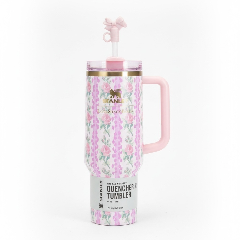 LoveShackFancy x Stanley Pink Floral 40 oz. Quencher Tumbler, New in Box - Picture 5 of 7